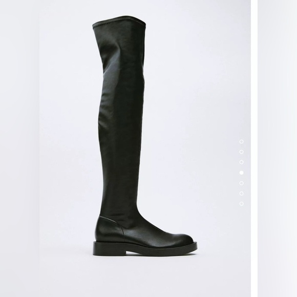 Zara Black over the knee boots flat low heel Sz42 - Picture 3 of 11